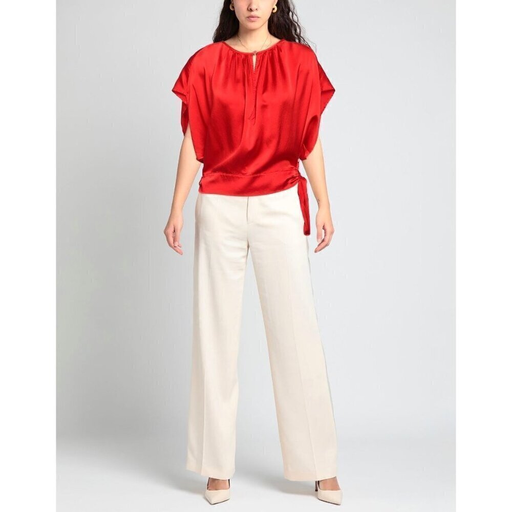 Forte Forte Silk Tie Waist Top Corazon Red Womens Size Ii Us 6